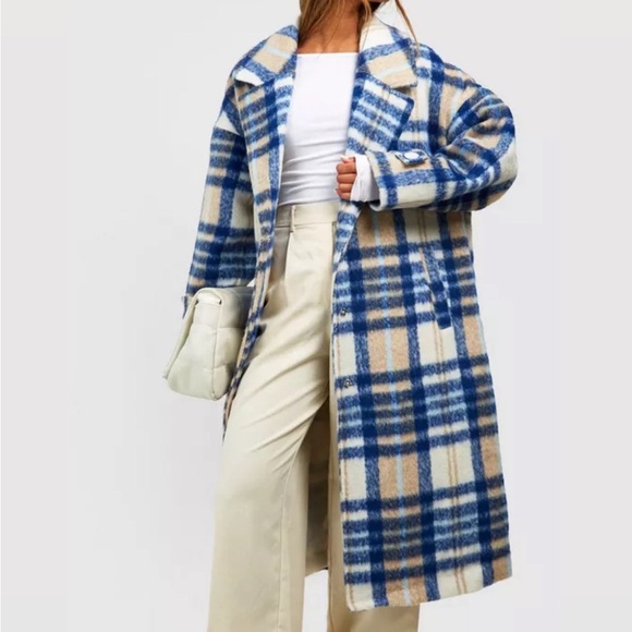😍GORGEOUS PLAID WOOL COAT - Picture 1 of 4